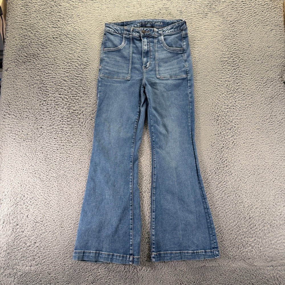 American Eagle Outfitters Next Level Jeans Womens 10 Blue Cotton Denim Flared